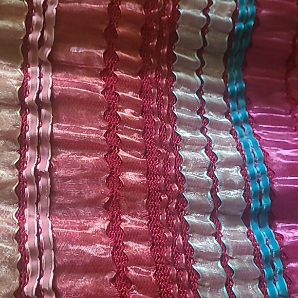 NEW Pepa Pombo Made in Columbia Hand-made Stripe Ribbon Colorful Maxi Skirt,Sz M - Picture 3 of 7